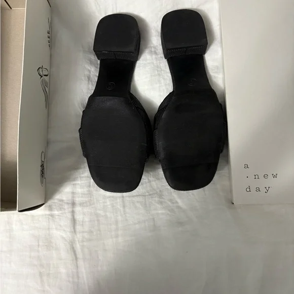A New Day Lyta Sandals Black Raffia Sandal Slide Never Worn In Box Size 10 - Picture 10 of 11